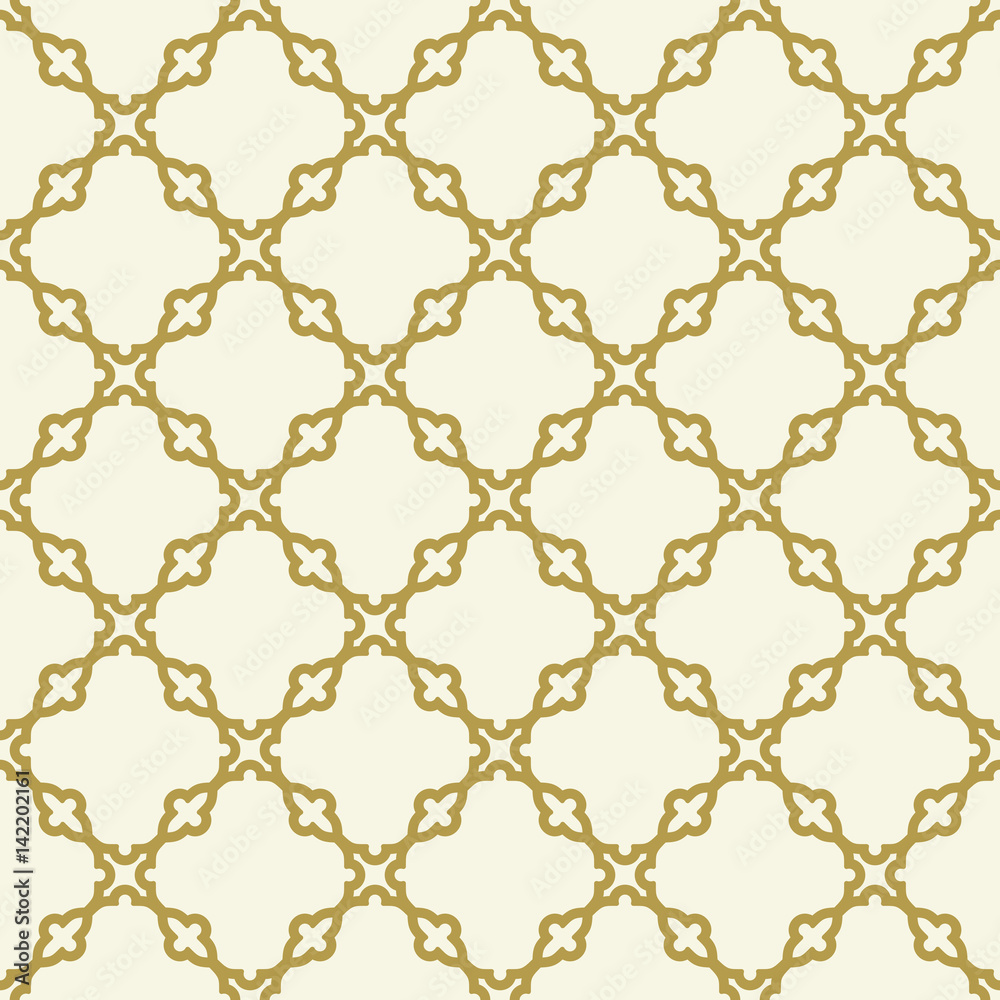 Fototapeta premium Seamless vector golden ornament in arabian style. Geometric abstract background. Pattern for wallpapers and backgrounds