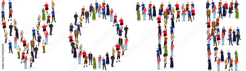 Vote people crowd. Huge crowd of different people making choice: conceptual illustration. Vector illustration.
