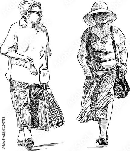 sketch of the elderly townswomen