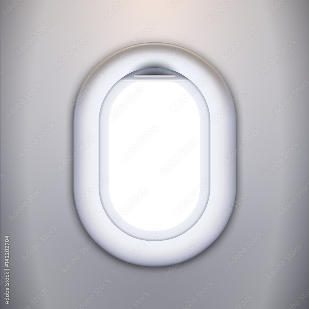 Obraz premium Blank passenger plane window vector template