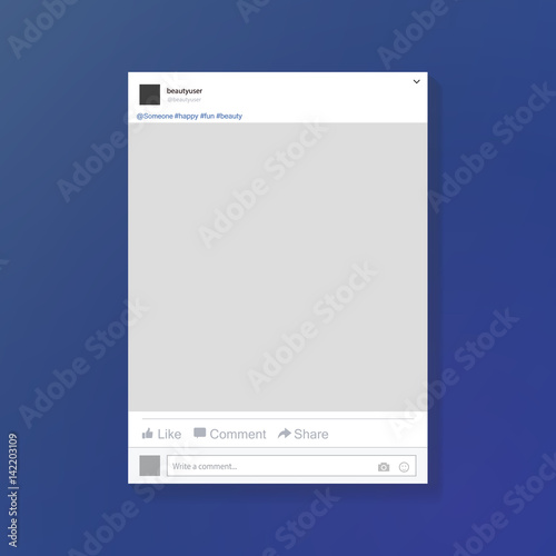 Social network photo frame vector illustration. Facebook. Mock up Vector illustration