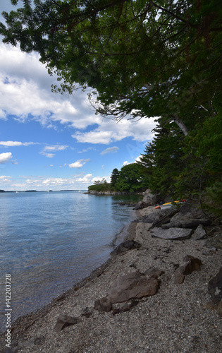 Coastal Maine's Rocky Shore on a Beautiful Summer Day photo