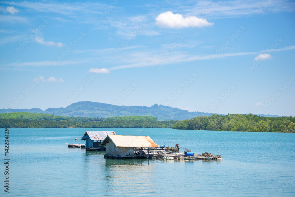 Fototapeta premium twin houses on lake