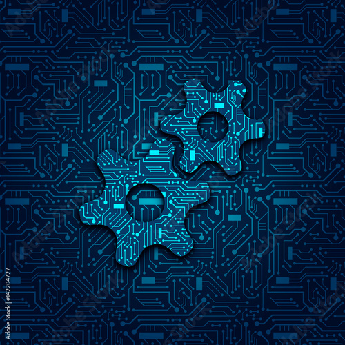 COGS / GEARS Concept on Circuit Board background