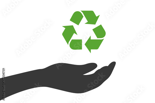 Hand hält Recycling Icon