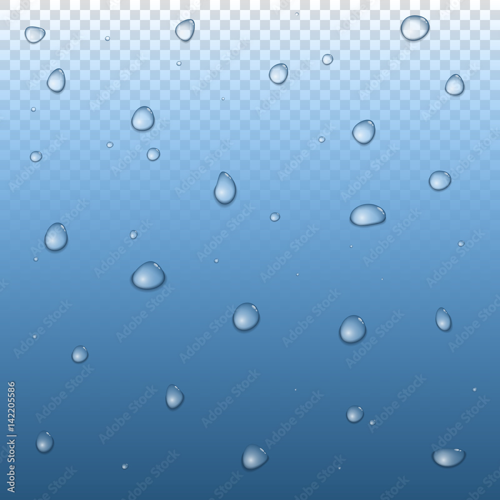 Realistic raindrop set on glass. Vector water drops. Raindrops on transparent background. Realistic raindrop set on glass. Vector water drops. Raindrops on transparent background.