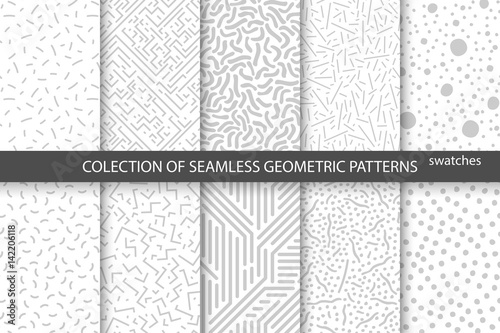 Collection of swatches memphis patterns - seamless.