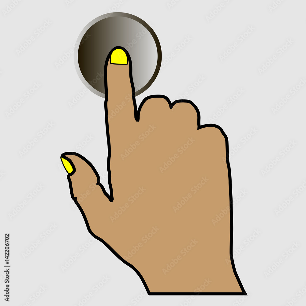 Obraz premium the hand pushing the round button