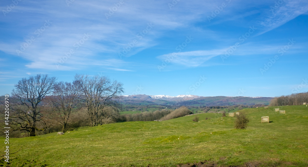 Snow topped English Lake district fell in Springtime