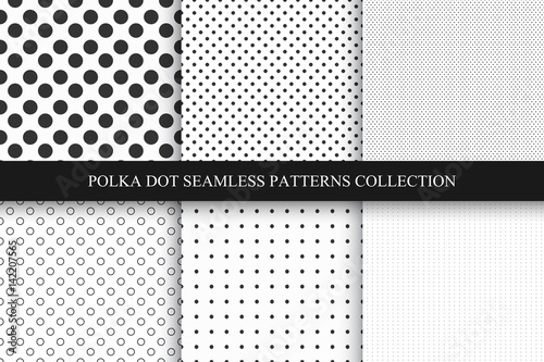 Collection of seamless dots patterns. Polka dot