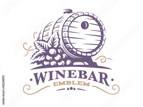 Wine barrel logo - vector illustration, emblem design on white background