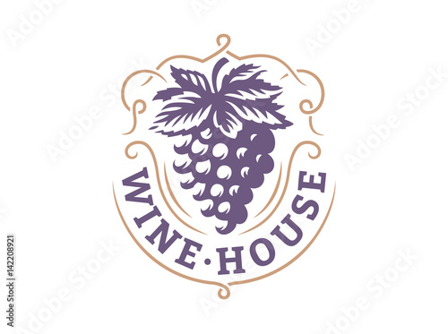 Grape logo - vector illustration, emblem design on white background