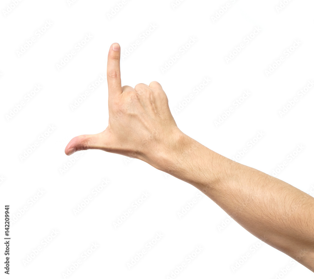 Closeup of male hand pointing isolated Closeup of male hand pointing isolated