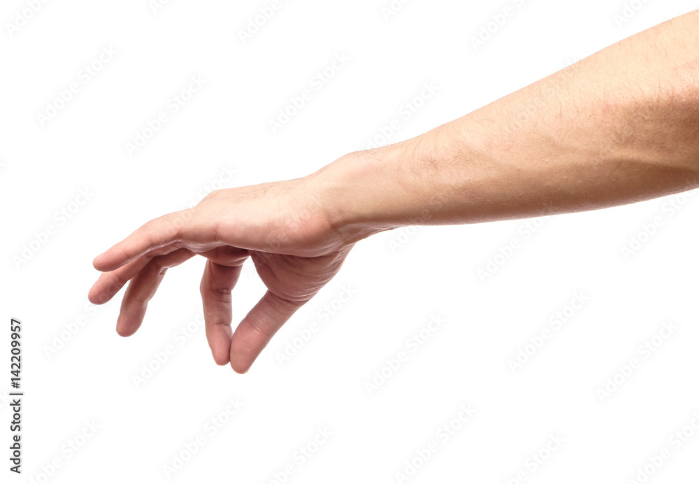 Man hand's measuring invisible item isolated Man hand's measuring invisible item isolated