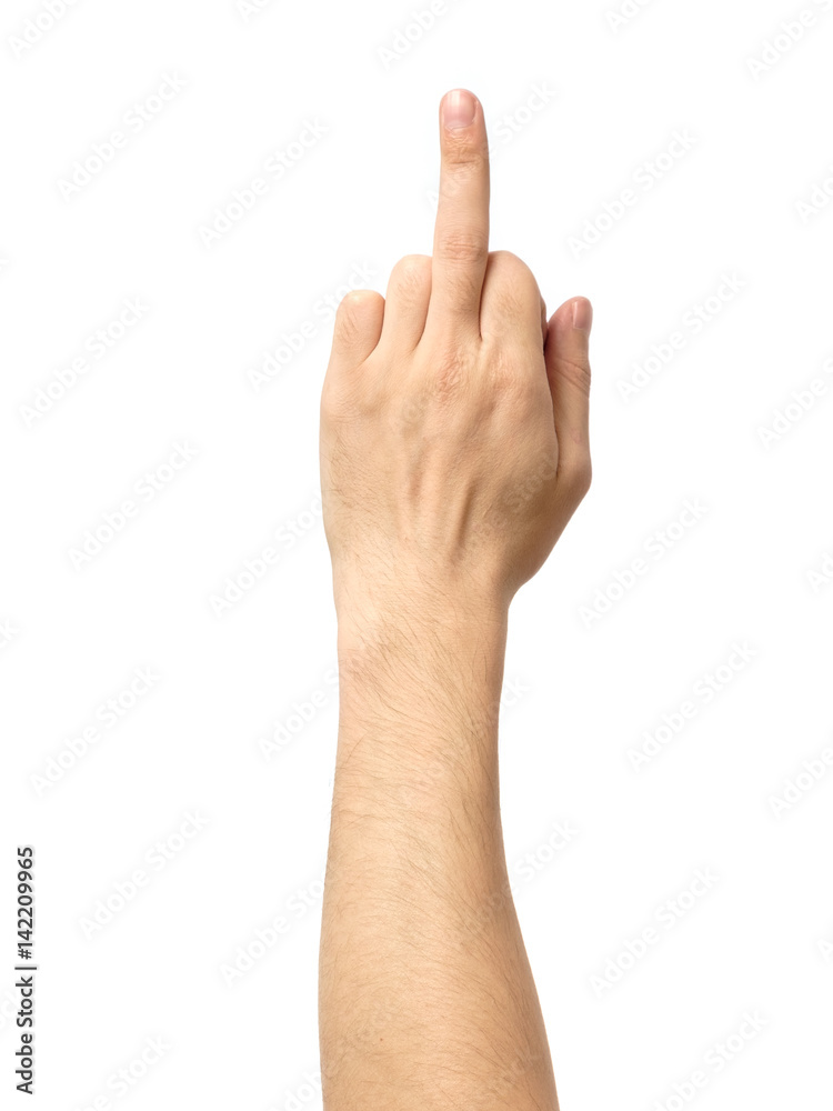 Middle finger, offensive gesture isolated Middle finger, offensive gesture isolated