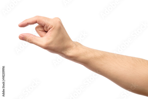 Man hand's measuring invisible item isolated