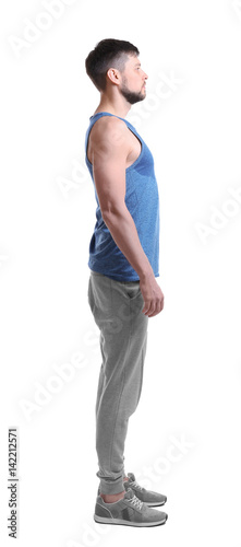 Posture concept. Man on whi...
