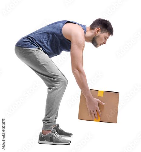 Posture concept. Man liftin...