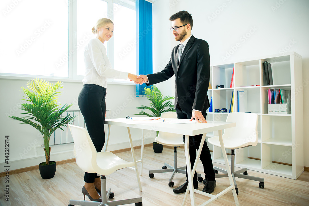 Manager and candidate shaking hands Manager and candidate shaking hands