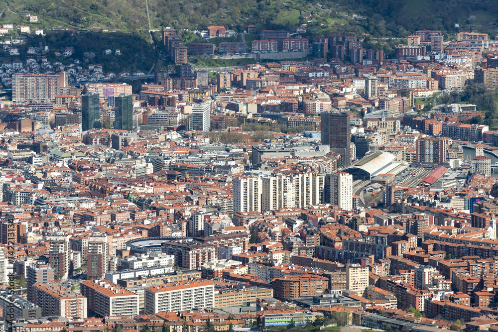 Panoramic aerial view of Bilbao.
