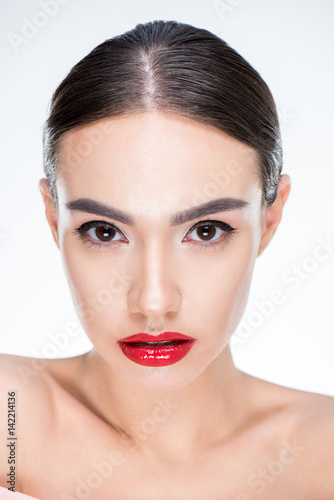 Woman with juicy red lips