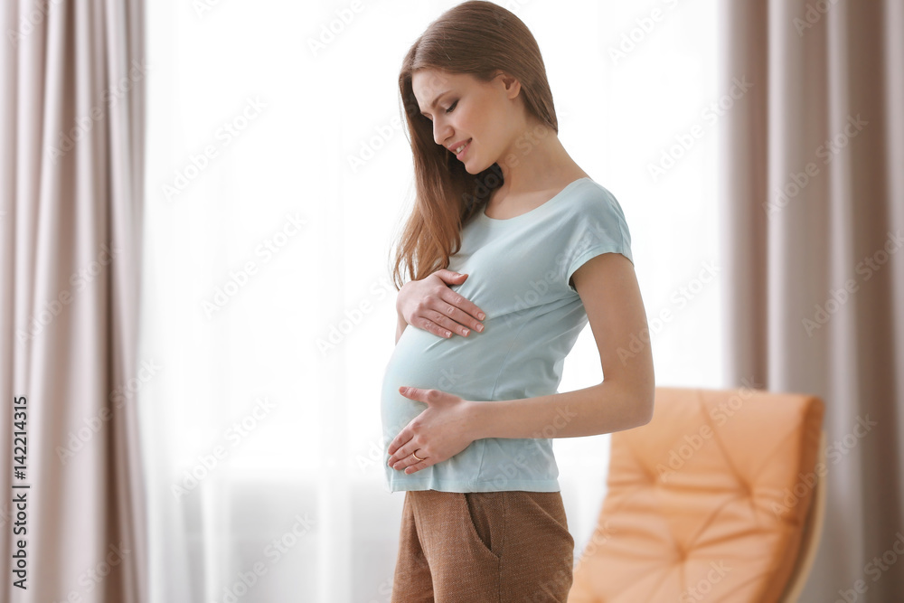 Beautiful pregnant woman at home