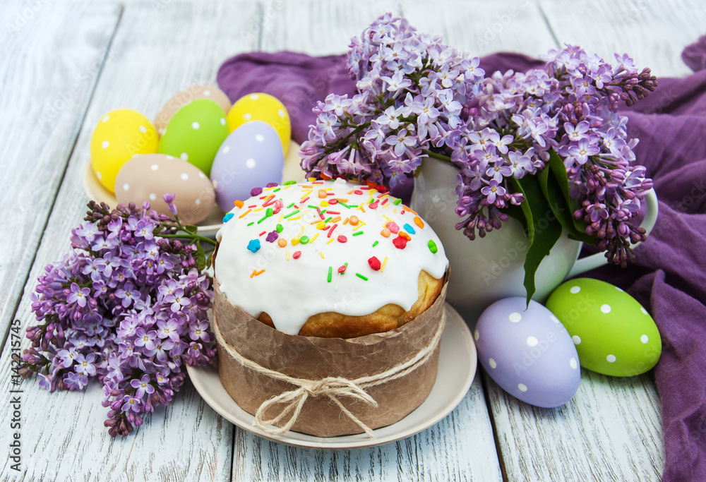 Easter bread and eggs Easter bread and eggs