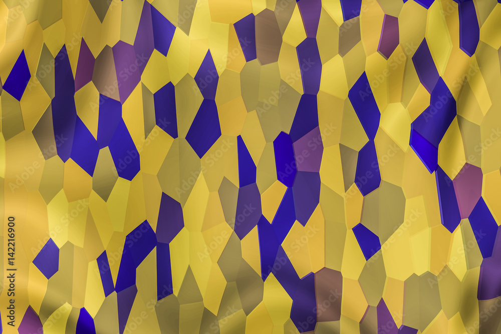 Abstract mosaic tile background texture in blue and yellow Stock