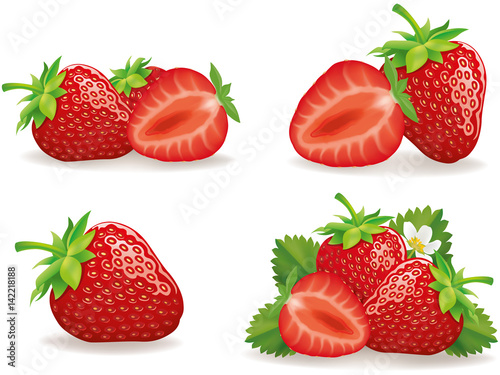 set of different strawberry groups
