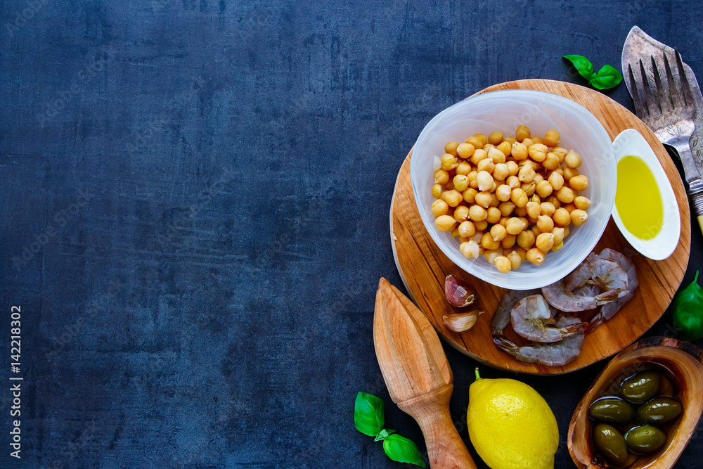 Fototapeta premium Chickpeas salad ingredients