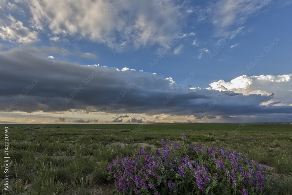 Clearing storm clouds over the flatland plains of Eastern Colorado.