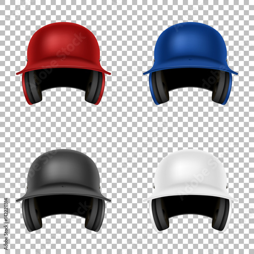 Realistic vector classic baseball helmet set. Isolated. Design template in front view. EPS10.