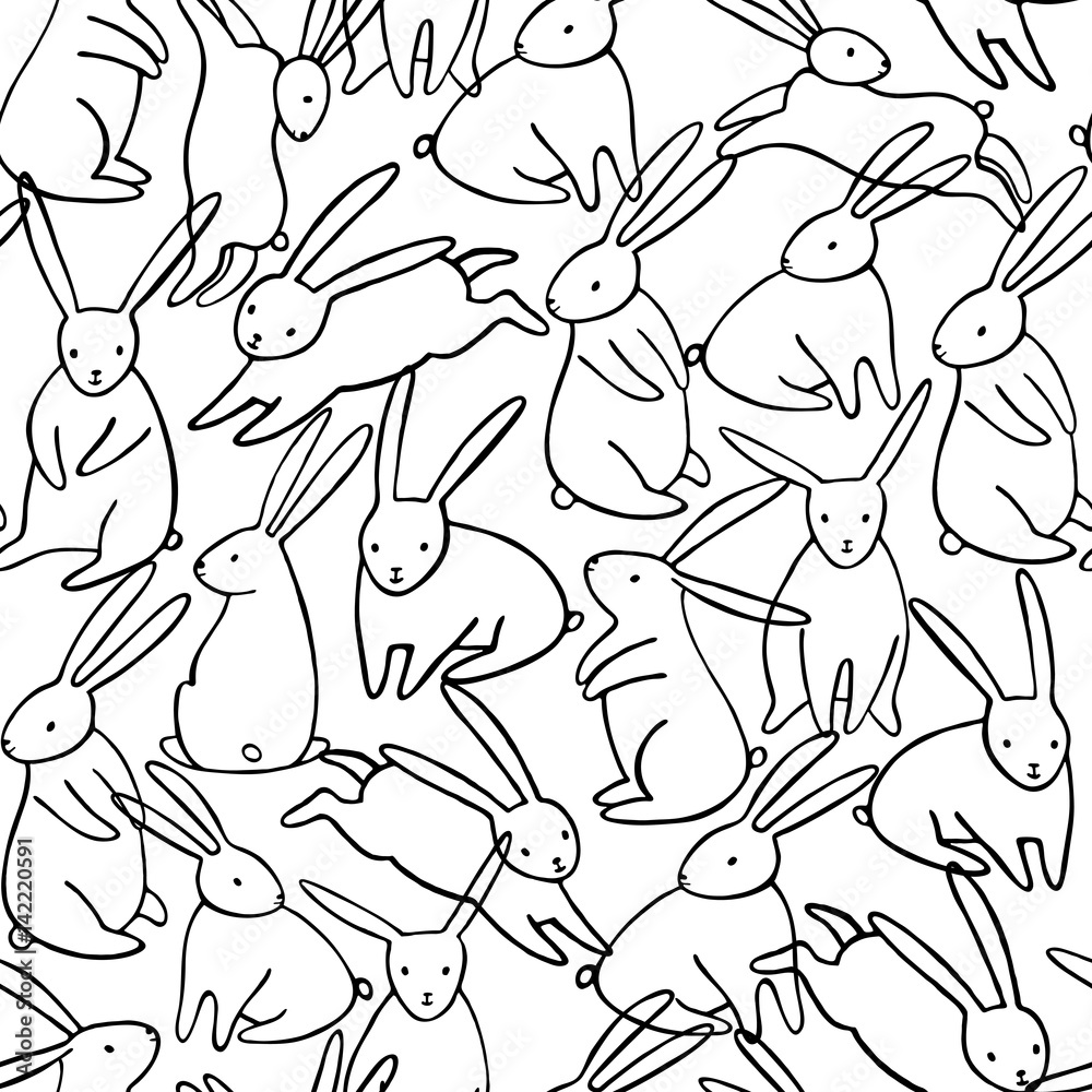 Obraz premium Vector rabbit seamless pattern