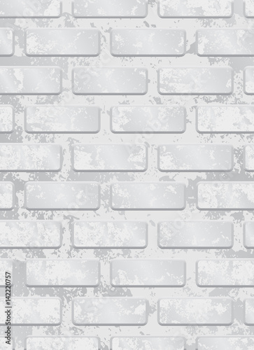 White painted brick wall seamless pattern . Eps 10 vector illustration