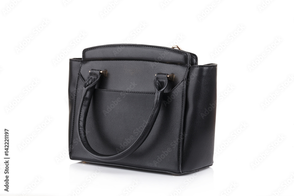 black leather women handbag isolated on white background black leather women handbag isolated on white background