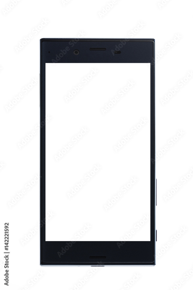 Smartphone in turquoise colour, front touch screen in white colour. Smartphone in turquoise colour, front touch screen in white colour.