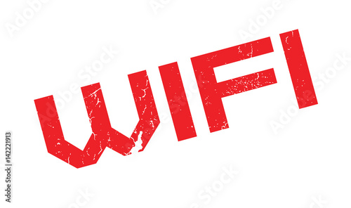 Wifi rubber stamp. Grunge design with dust scratches. Effects can be easily removed for a clean, crisp look. Color is easily changed.