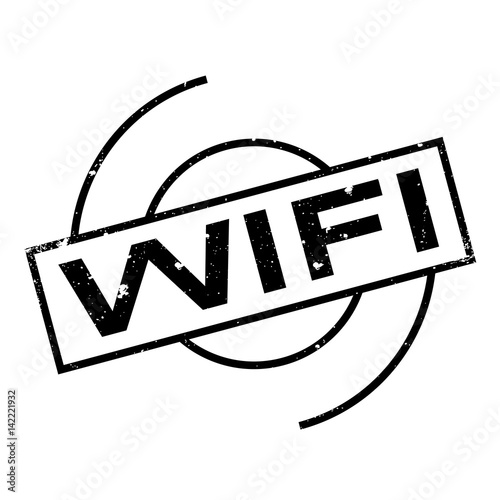 Wifi rubber stamp. Grunge design with dust scratches. Effects can be easily removed for a clean, crisp look. Color is easily changed.