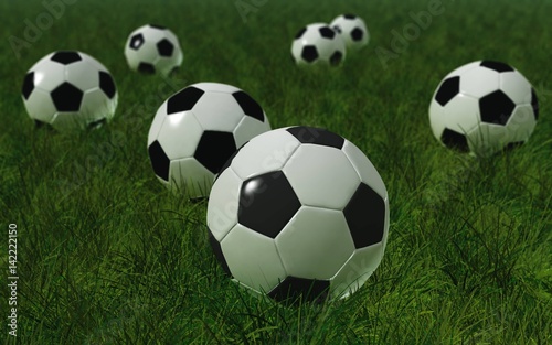Soccer ball on the grass, 3d rendering 