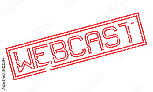 Webcast rubber stamp. Grunge design with dust scratches. Effects can be easily removed for a clean, crisp look. Color is easily changed.