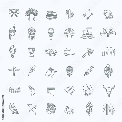 Wild west american indian designed element traditional art concept