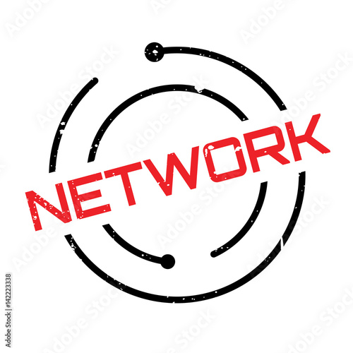 Network rubber stamp. Grunge design with dust scratches. Effects can be easily removed for a clean, crisp look. Color is easily changed.