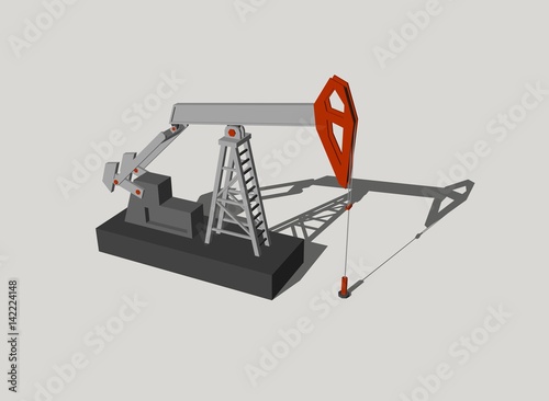 Oil pump jack.Isolated on g...