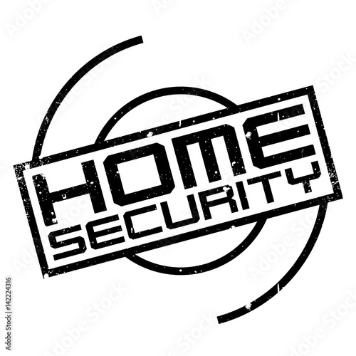 Home Security rubber stamp. Grunge design with dust scratches. Effects can be easily removed for a clean, crisp look. Color is easily changed.