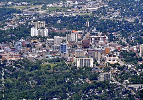 aerial view of  the downtown area Kitchener Waterloo, Ontario Canada  photo