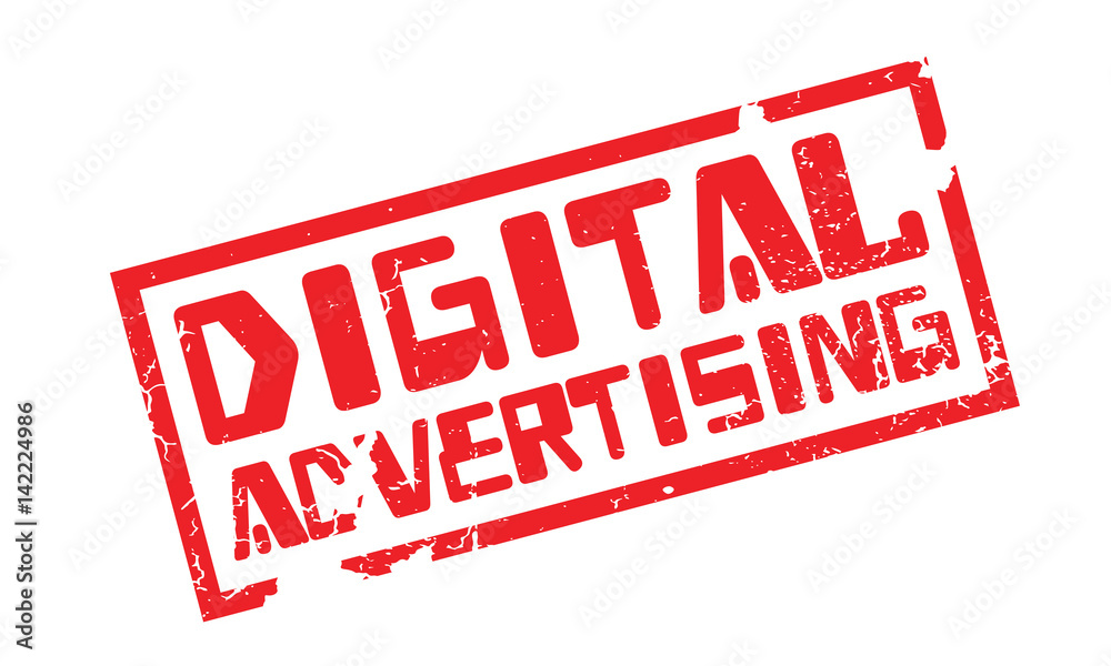 Digital Advertising rubber stamp. Grunge design with dust scratches. Effects can be easily removed for a clean, crisp look. Color is easily changed.