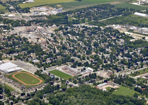 aerial view of the town of Elmira, Ontario Canada  photo