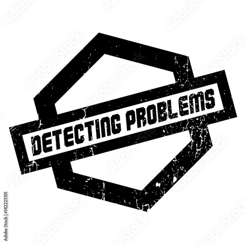 Detecting Problems rubber stamp. Grunge design with dust scratches. Effects can be easily removed for a clean, crisp look. Color is easily changed.