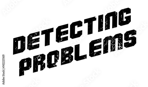 Detecting Problems rubber stamp. Grunge design with dust scratches. Effects can be easily removed for a clean, crisp look. Color is easily changed.