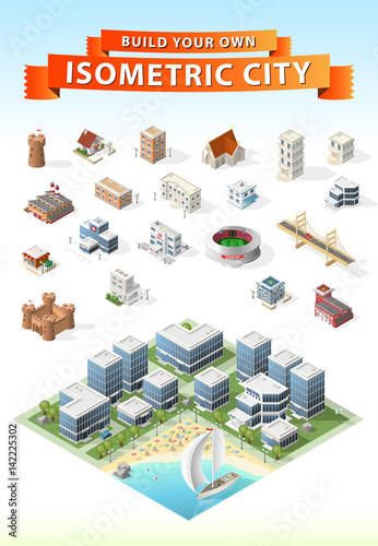 Build Your Own Isometric City . Isolated Vector Element
